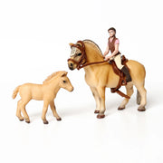 Farm Stable Riding School with Riders and Horses,Horseman with Foals Playset Model Animal Figurine Christmas Birthday Gift