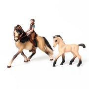 Farm Stable Riding School with Riders and Horses,Horseman with Foals Playset Model Animal Figurine Christmas Birthday Gift