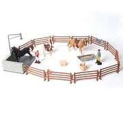 Farm Stable Riding School with Riders and Horses,Horseman with Foals Playset Model Animal Figurine Christmas Birthday Gift