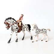 Farm Stable Riding School with Riders and Horses,Horseman with Foals Playset Model Animal Figurine Christmas Birthday Gift