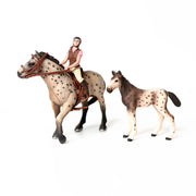 Farm Stable Riding School with Riders and Horses,Horseman with Foals Playset Model Animal Figurine Christmas Birthday Gift
