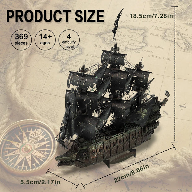 Piececool 3D Metal Puzzles Pirate Ship Building Blocks The Queen Anne's Revenge DIY Boat Toys Jigsaw Christmas Gifts for Adult