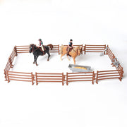 Farm Stable Riding School with Riders and Horses,Horseman with Foals Playset Model Animal Figurine Christmas Birthday Gift