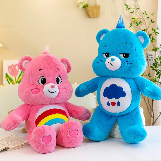 30/38cm MINISO Cute Rainbow Bear Plush Toys Lovely Cartoon Bear Soft Stuffed Dolls Homdecor Sleeping Plush Pillows