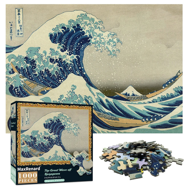 MaxRenard Adults 1000 Piece Puzzles the Great Wave off Kanagawa Famous Painting Series 50*70cm Difficult Jigsaw Art Puzzles
