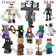 12 Style TreeHouse Village Farm Cave Mine Alex Zombie Action Figures Building Blocks Toys Gift for Children