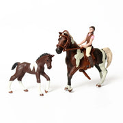 Farm Stable Riding School with Riders and Horses,Horseman with Foals Playset Model Animal Figurine Christmas Birthday Gift