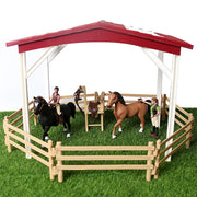 Farm Stable Riding School with Riders and Horses,Horseman with Foals Playset Model Animal Figurine Christmas Birthday Gift
