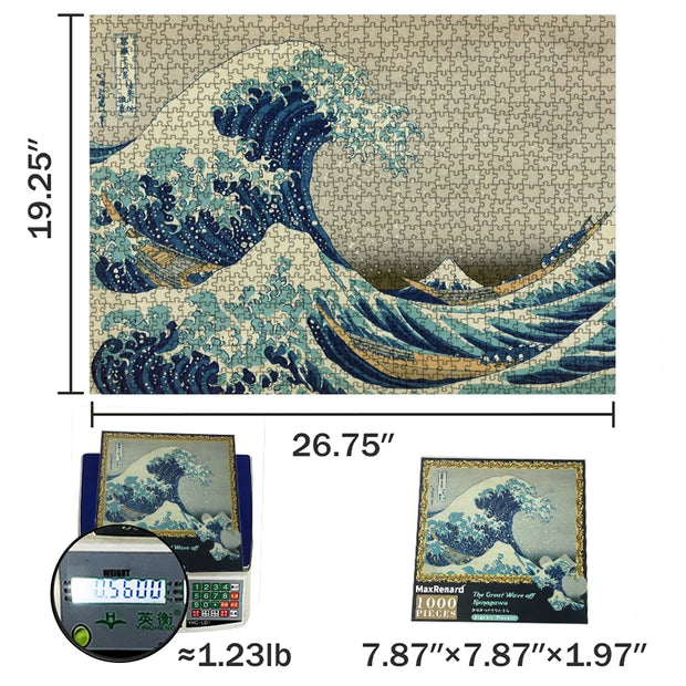 MaxRenard Adults 1000 Piece Puzzles the Great Wave off Kanagawa Famous Painting Series 50*70cm Difficult Jigsaw Art Puzzles