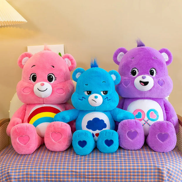30/38cm MINISO Cute Rainbow Bear Plush Toys Lovely Cartoon Bear Soft Stuffed Dolls Homdecor Sleeping Plush Pillows